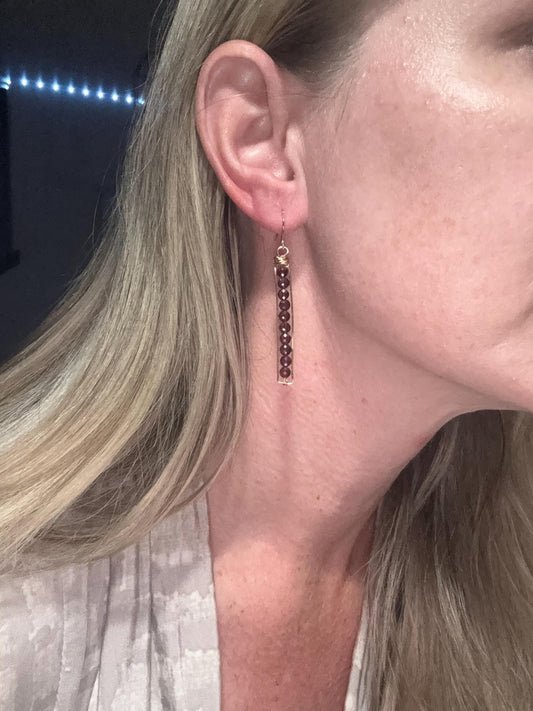 Garnet Dangle Earrings Handmade Drop Jewelry Gemstone Gift
