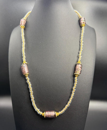 Purple Glass Beaded Necklace: Handmade Seed Bead Jewelry