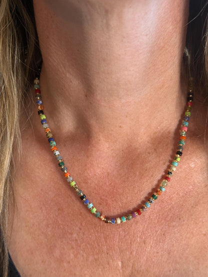 Handmade Multicolor Natural Stone Heishi Beaded Necklace