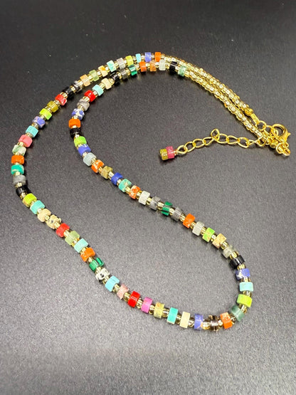 Handmade Multicolor Natural Stone Heishi Beaded Necklace