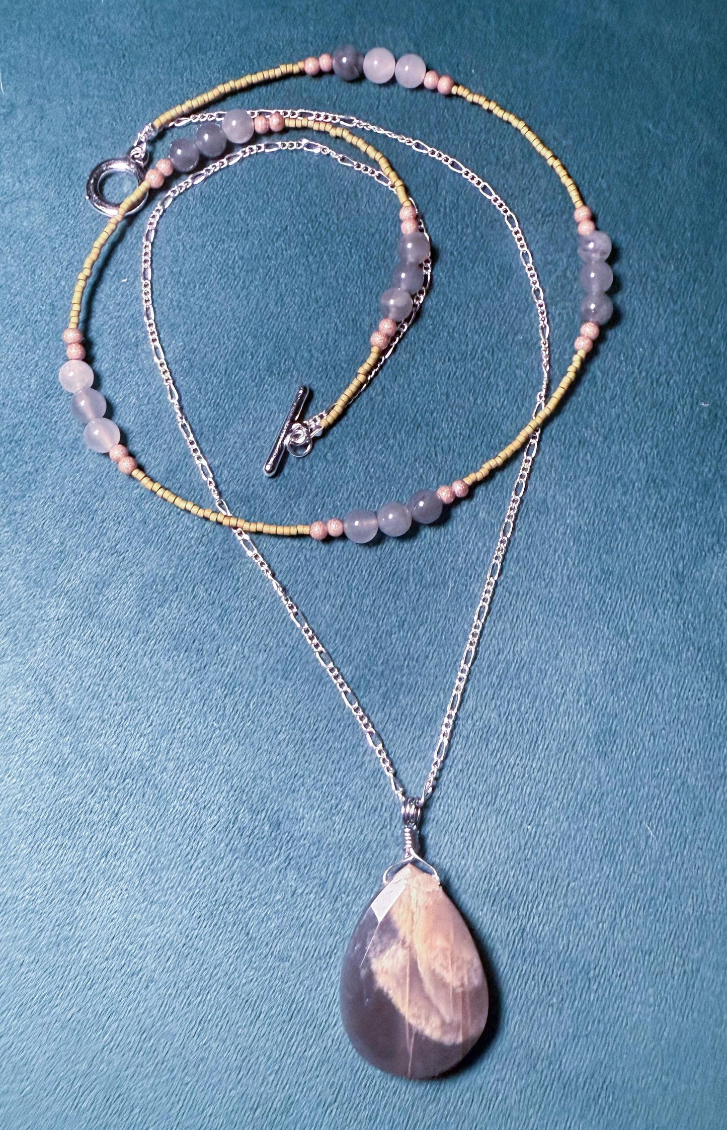 Black Moonstone Pendant and Labradorite Necklace